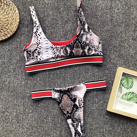 Snake print bikini with stripe - Picture 7 of 8